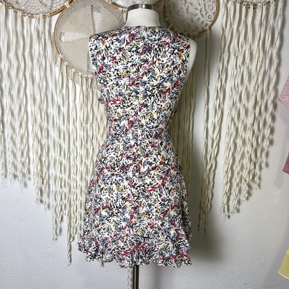 Saloni Silk Floral Ruffle Mini Dress Size US2 - Picture 8 of 10